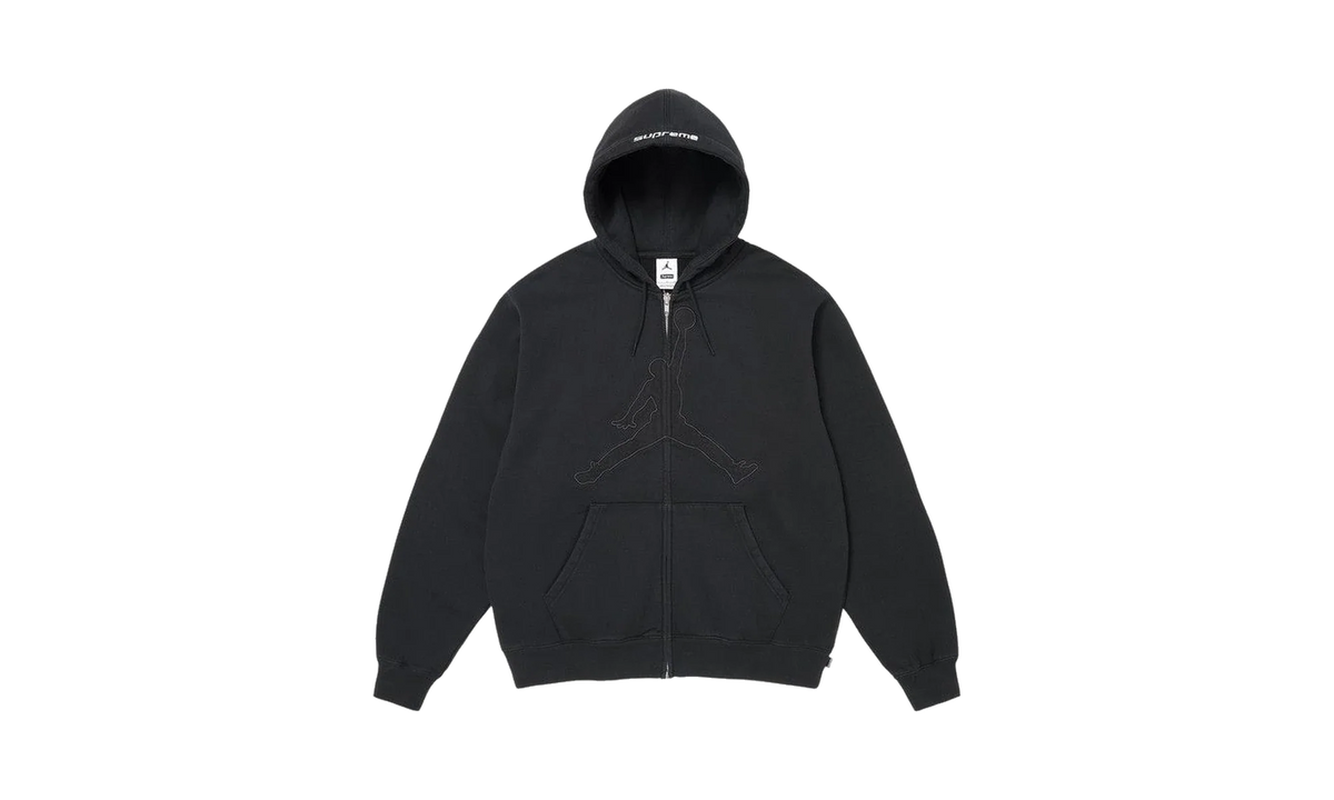 Supreme x Air Jordan Zip Up Hooded Sweatshirt Black