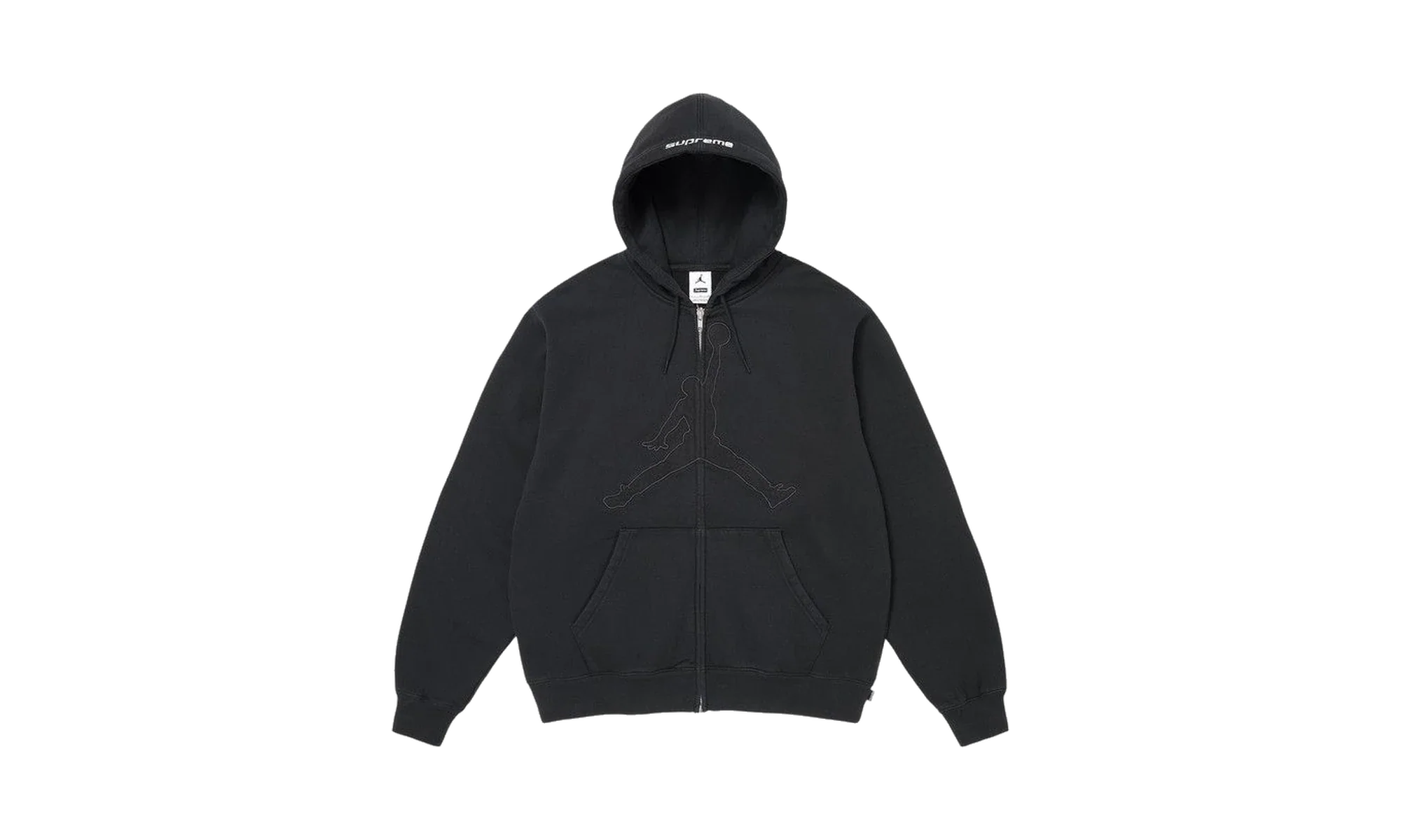 Supreme x Air Jordan Zip Up Hooded Sweatshirt Black