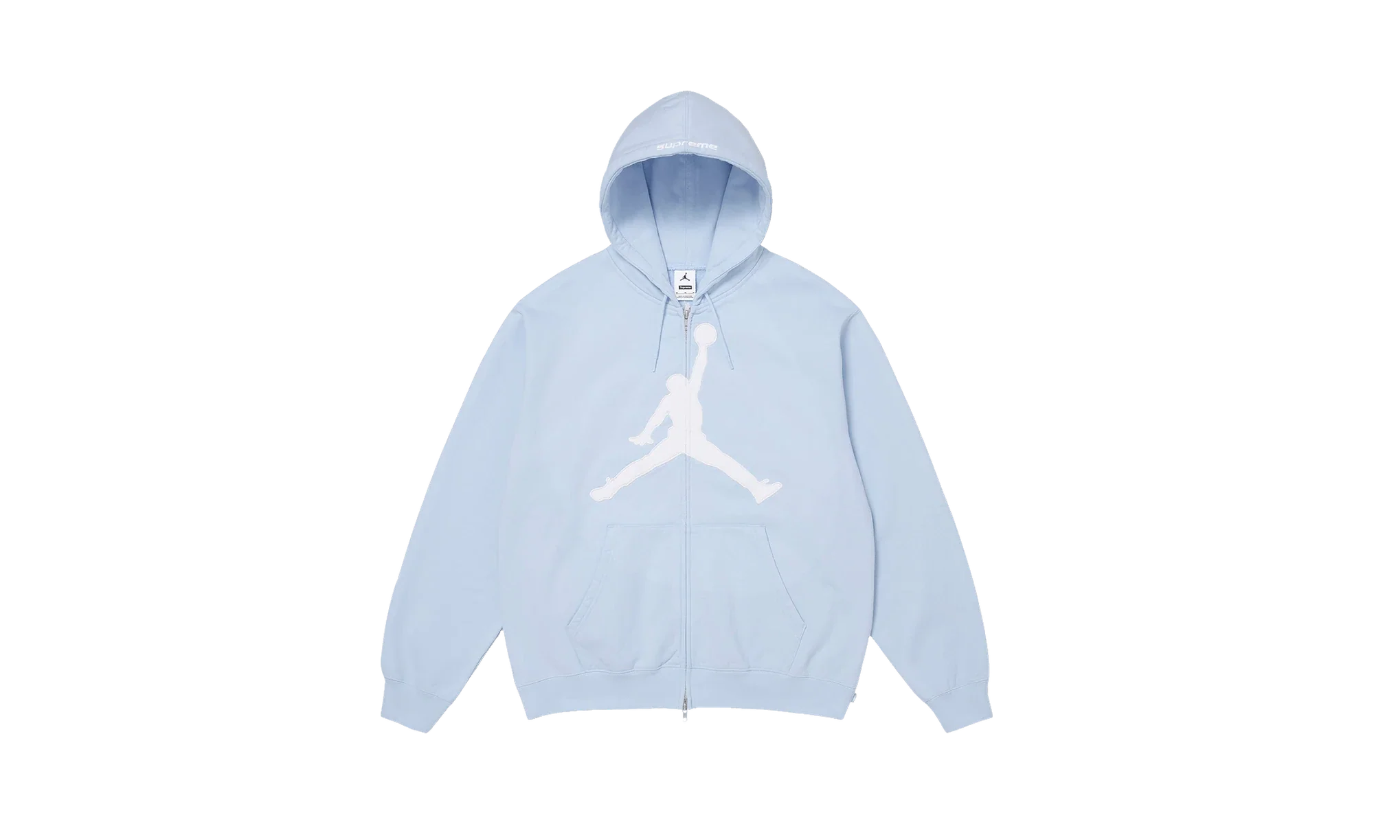 Supreme x Air Jordan Zip Up Hooded Sweatshirt Light Blue