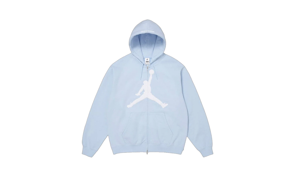Supreme x Air Jordan Zip Up Hooded Sweatshirt Light Blue