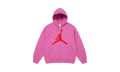 Supreme x Air Jordan Zip Up Hooded Sweatshirt Pink