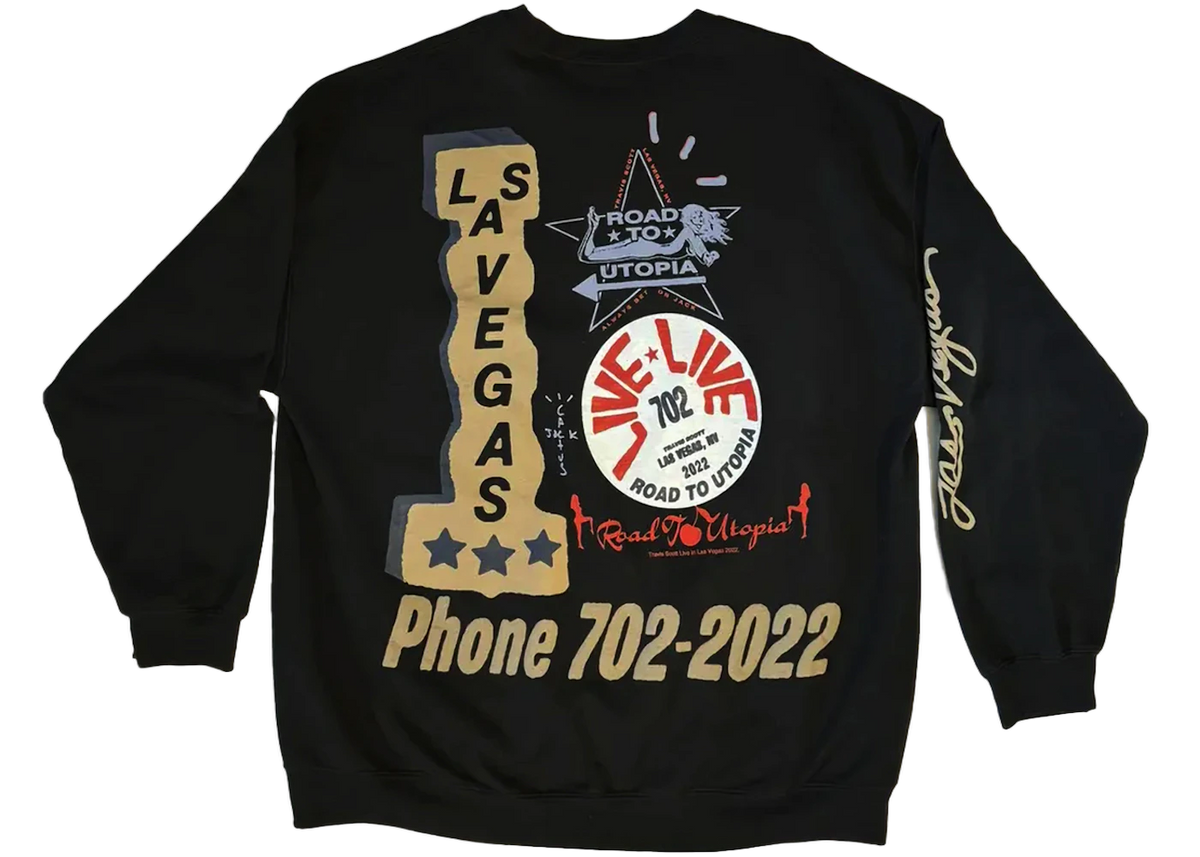Travis Scott Road to Utopia Las Vegas Crewneck Black