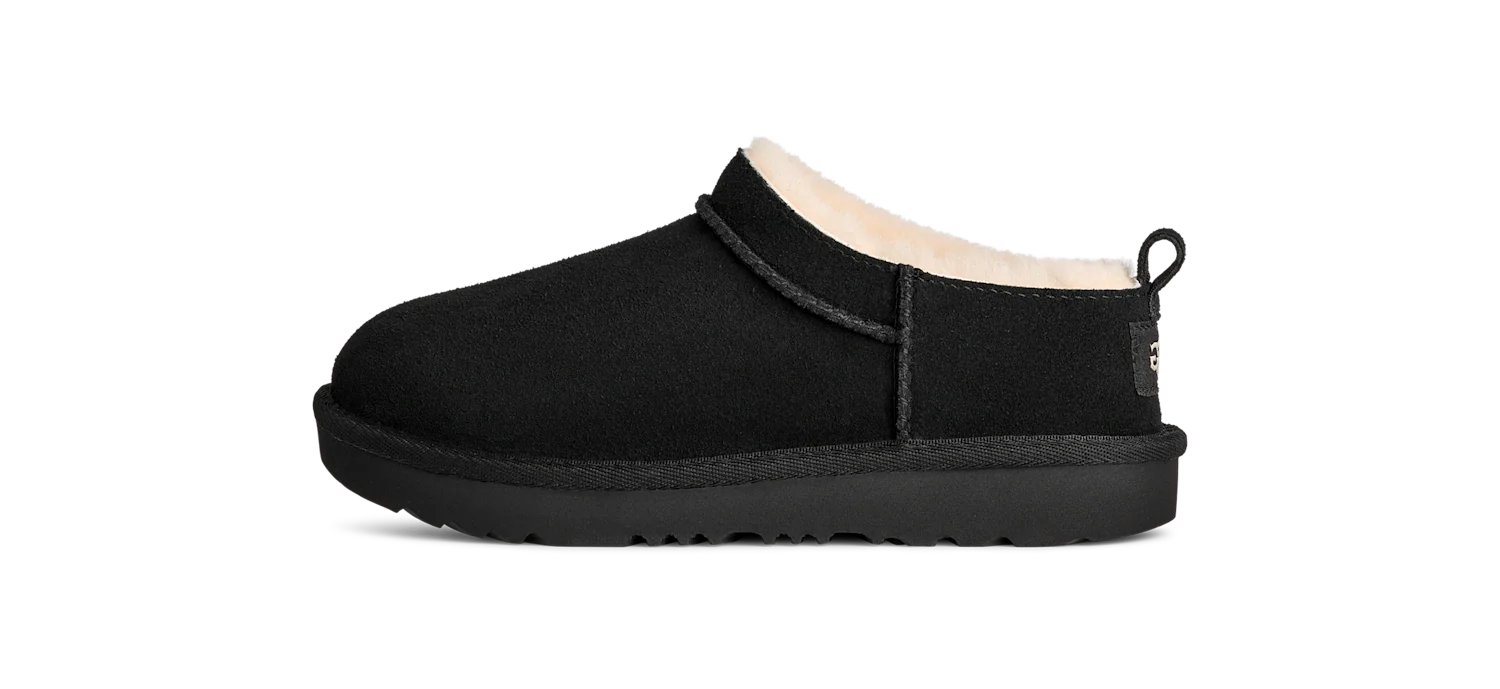 UGG Classic Micro Slipper Black (Kids), Black (1174410K-BLK)