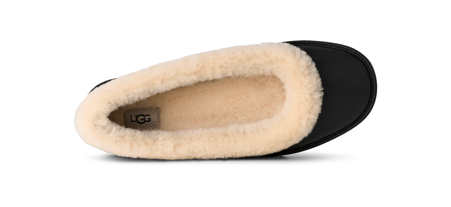 UGG Zora Leather Ballet Flat Black, Black (1178450-BLK)