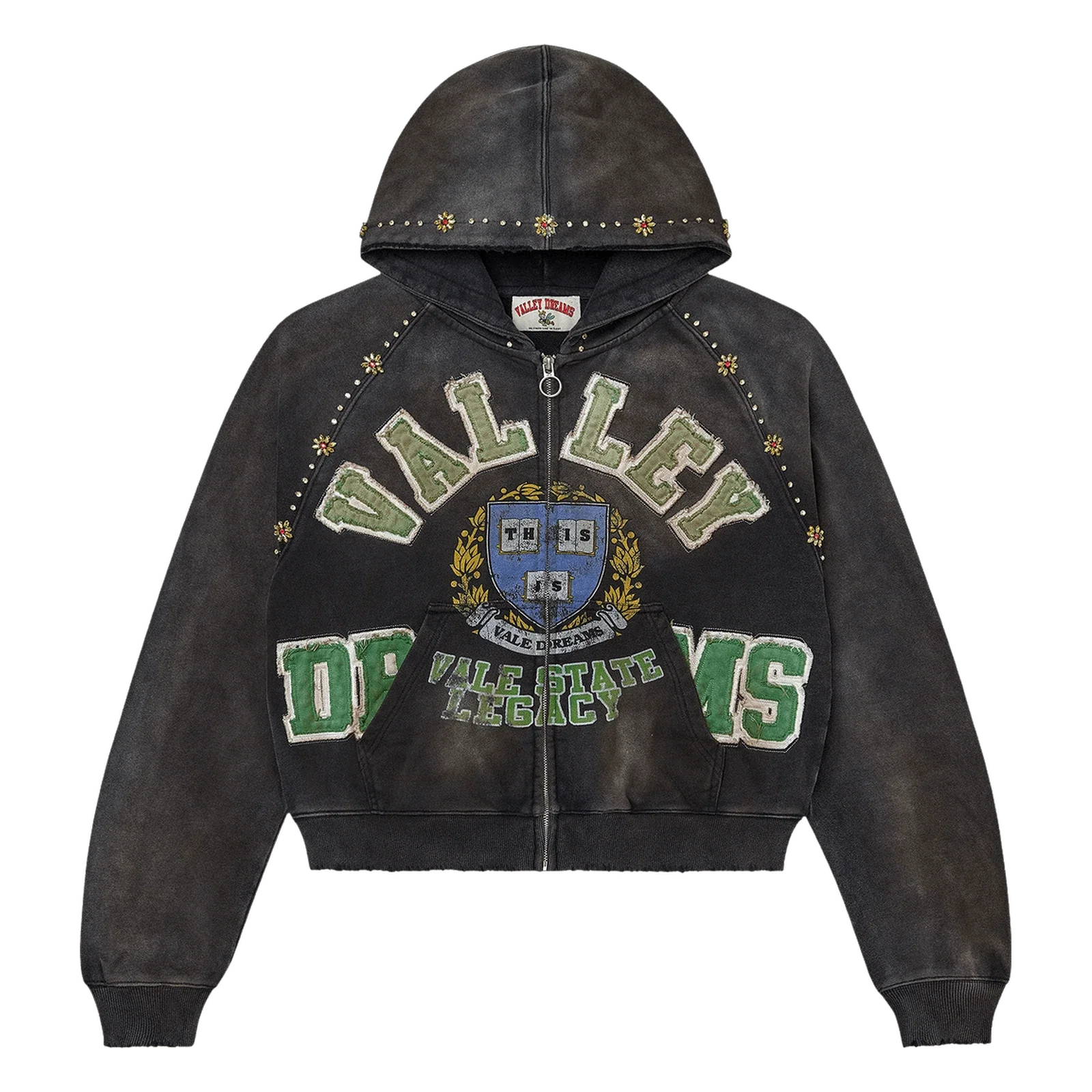 Vale Forever Gem Zip Up Hoodie Black