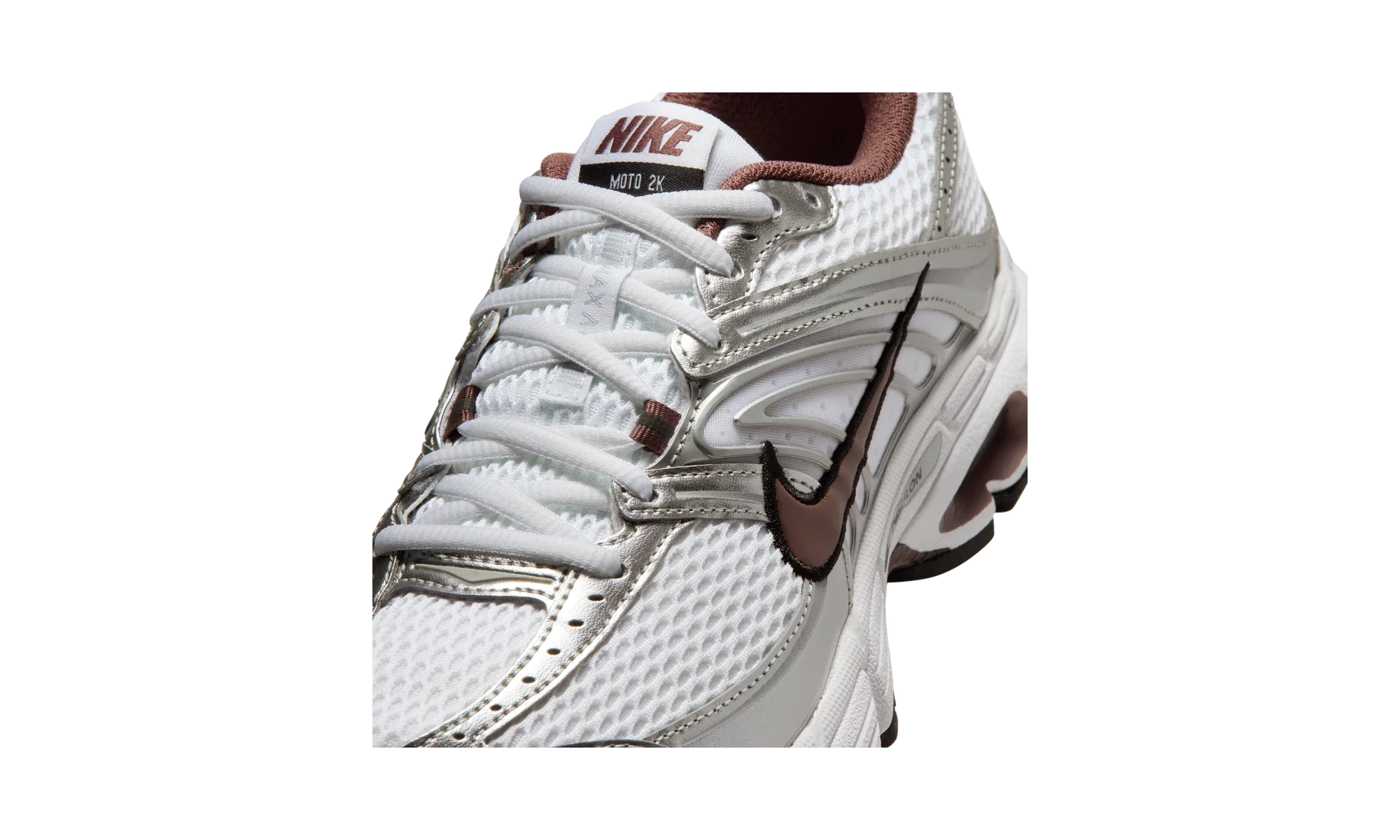 Nike Air Max Moto 2K shoes with reflective accents White/Metallic Silver/Black/Tattoo