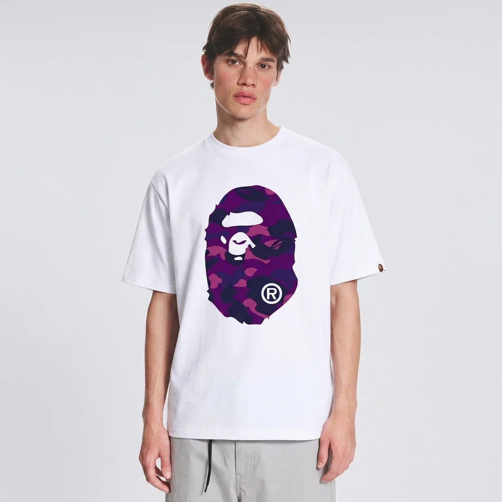 BAPE Color Camo Big Ape Head T-Shirt White Purple