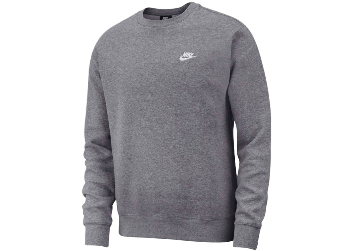 Nike Sportswear Club Fleece Crewneck Charcoal Heather/White