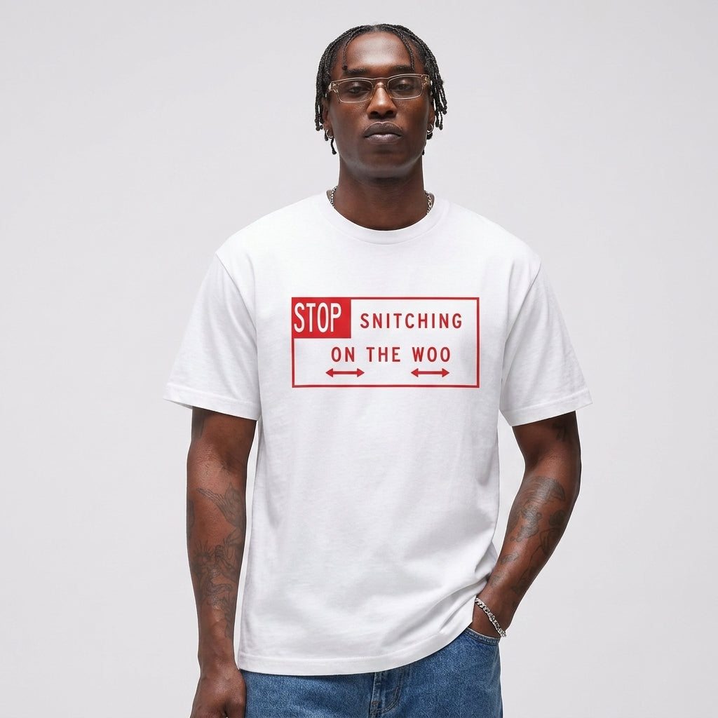 Pop Smoke x Vlone Stop Snitching T-Shirt White/Red