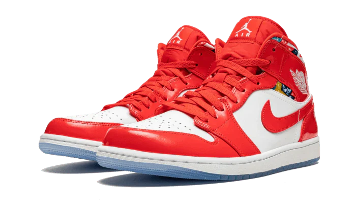 Air Jordan 1 Mid Barcelona Sweater Red Patent