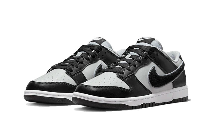 Nike Dunk Low Chenille Swoosh Black Grey, Grey Fog/Wolf Grey/Iron Grey/Black (DQ7683-001)