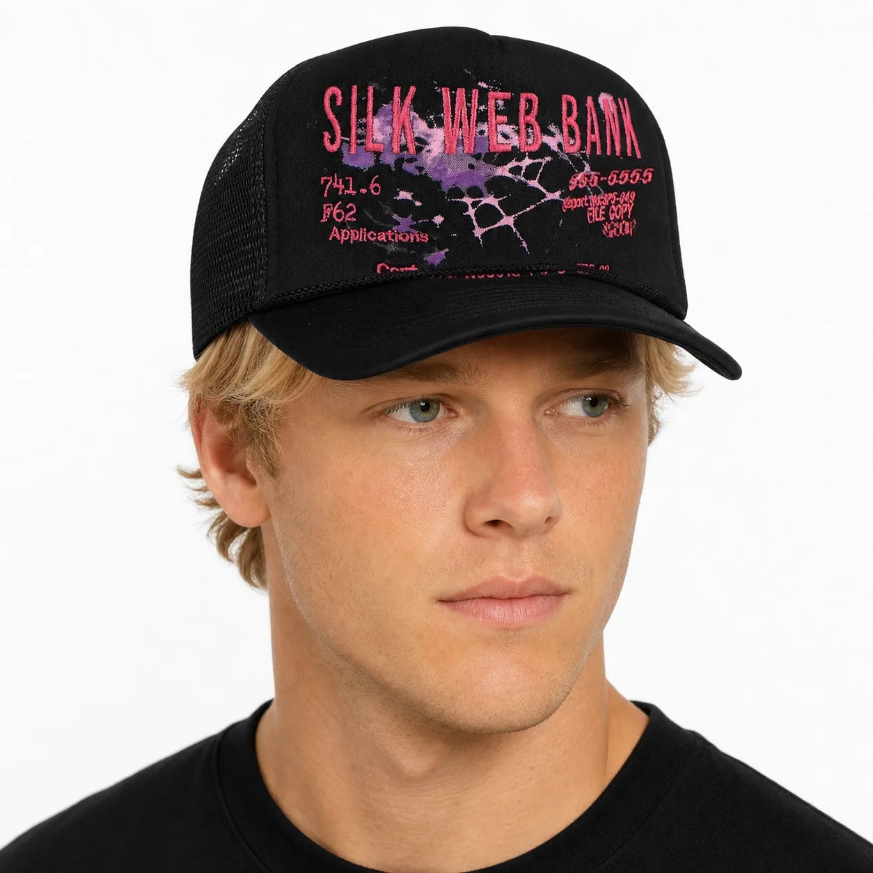 Sp5der Silk Web Bank Trucker Hat Black