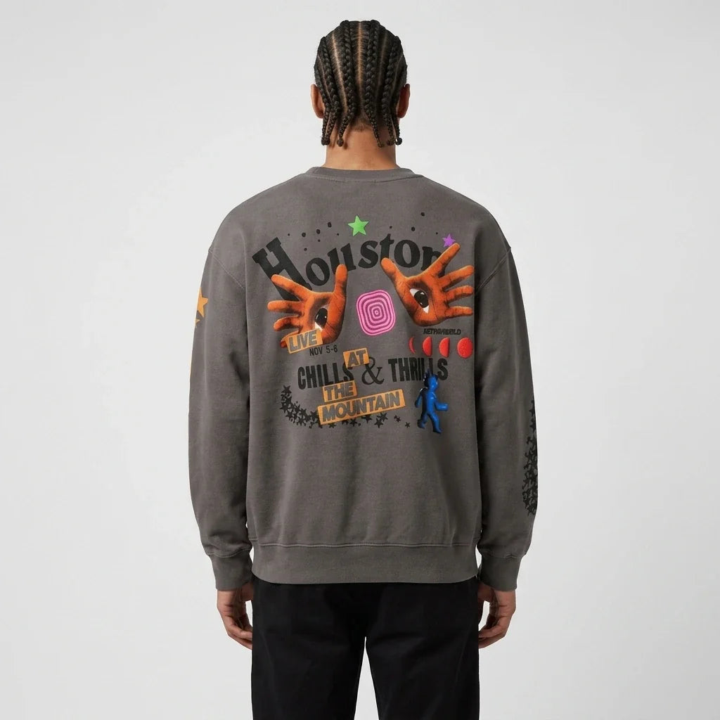 Travis Scott Houston Crewneck Grey