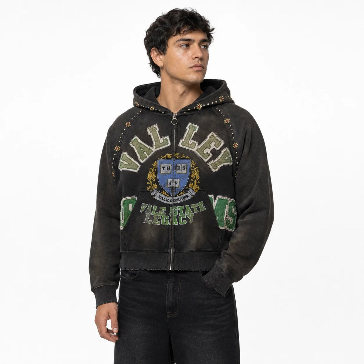 Vale Forever Gem Zip Up Hoodie Black